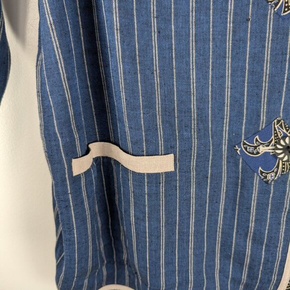 Vintage Striped Asian Style Button Front Jacket Unique Design - Picture 3 of 4